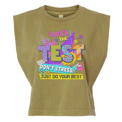 Test Day, Rock The Test Don't Stress Just Do Your Best Garment-Dyed Women's Muscle Tee