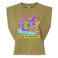 Test Day, Rock The Test Don't Stress Just Do Your Best Garment-Dyed Women's Muscle Tee