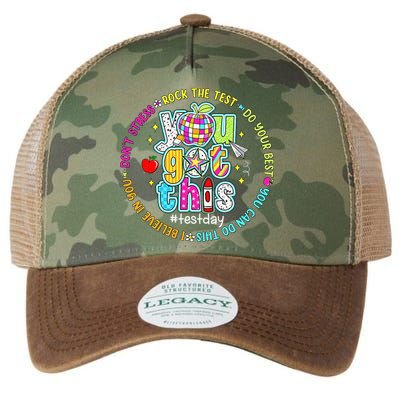 Test Day Rock The Test Teacher Testing Day You Got This Legacy Tie Dye Trucker Hat