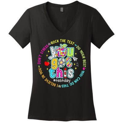 Test Day Rock The Test Teacher Testing Day You Got This Women's V-Neck T-Shirt