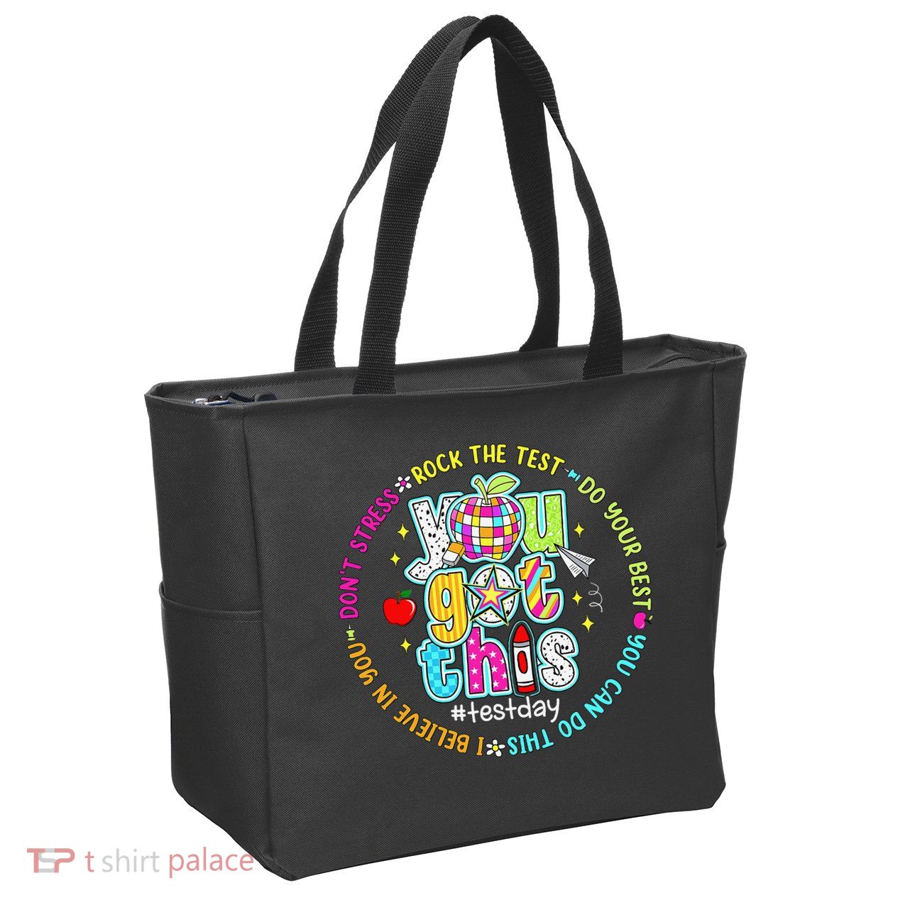 Test Day Rock The Test Teacher Testing Day You Got This Zip Tote Bag