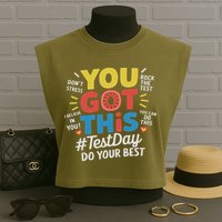Test Day Rock The Test You Got This Teacher Test Testing Day Garment-Dyed Women's Muscle Tee