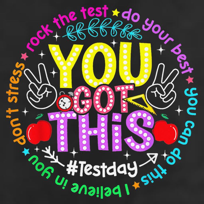 Test Day Rock The Test Teacher Testing Day You Got This 7 Panel Mesh Trucker Snapback Hat
