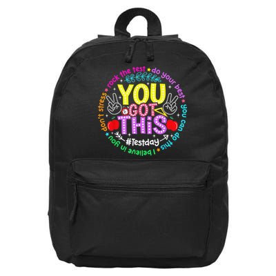 Test Day Rock The Test Teacher Testing Day You Got This 16 in Basic Backpack
