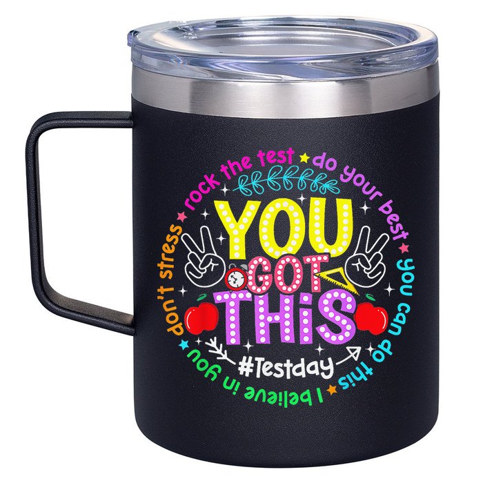 Test Day Rock The Test Teacher Testing Day You Got This 12oz Stainless Steel Coffee Mug
