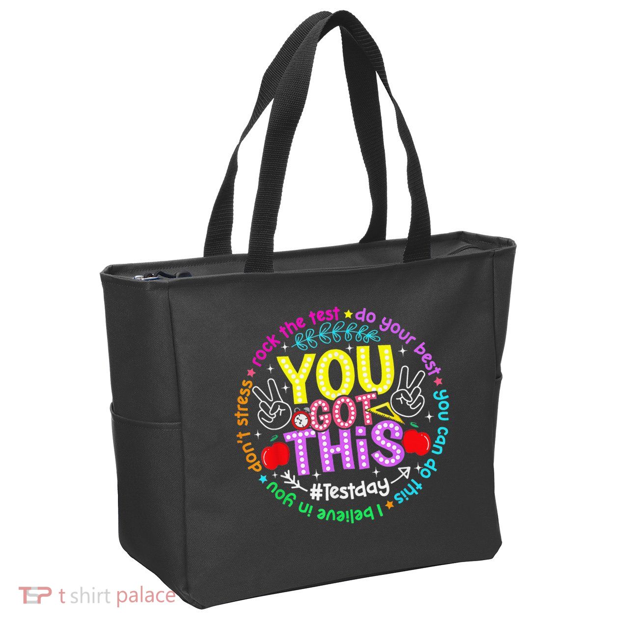 Test Day Rock The Test Teacher Testing Day You Got This Zip Tote Bag