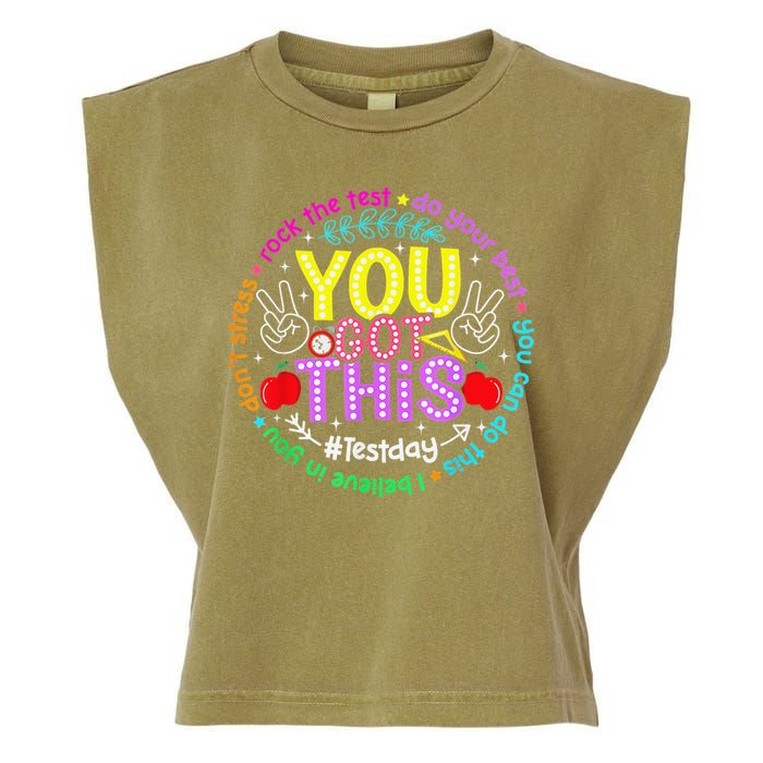 Test Day Rock The Test Teacher Testing Day You Got This Garment-Dyed Women's Muscle Tee