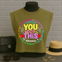 Test Day Rock The Test Teacher Testing Day You Got This Garment-Dyed Women's Muscle Tee