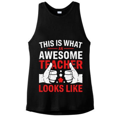 Test Day Rock The Test Teacher Testing Day Back To School Ladies PosiCharge Tri-Blend Wicking Tank