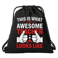 Test Day Rock The Test Teacher Testing Day Back To School Drawstring Bag