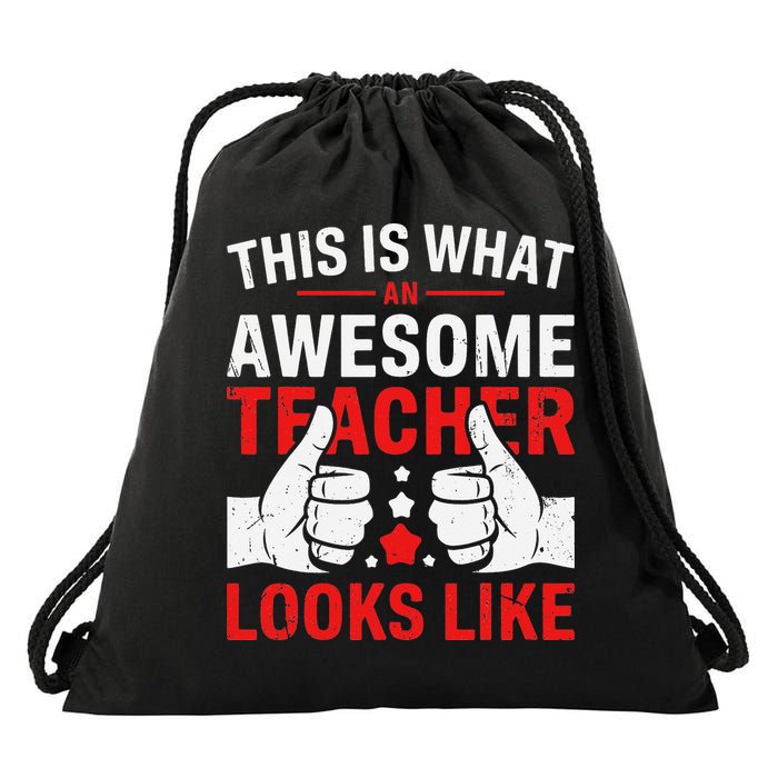 Test Day Rock The Test Teacher Testing Day Back To School Drawstring Bag