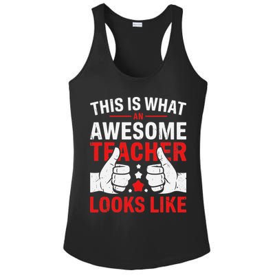 Test Day Rock The Test Teacher Testing Day Back To School Ladies PosiCharge Competitor Racerback Tank