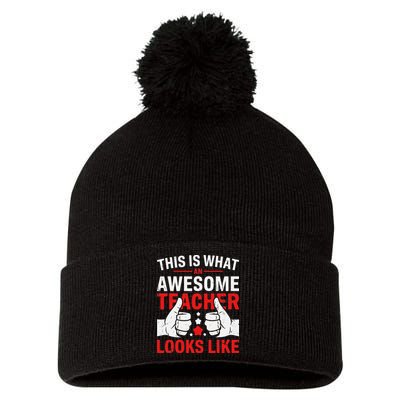 Test Day Rock The Test Teacher Testing Day Back To School Pom Pom 12in Knit Beanie