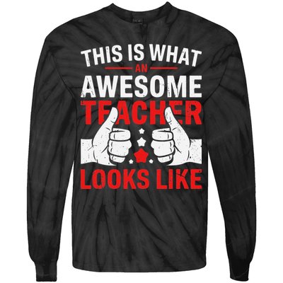 Test Day Rock The Test Teacher Testing Day Back To School Tie-Dye Long Sleeve Shirt