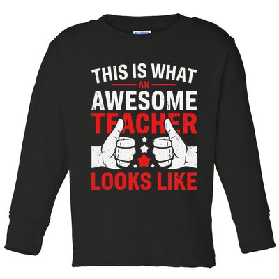 Test Day Rock The Test Teacher Testing Day Back To School Toddler Long Sleeve Shirt