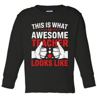 Test Day Rock The Test Teacher Testing Day Back To School Toddler Long Sleeve Shirt