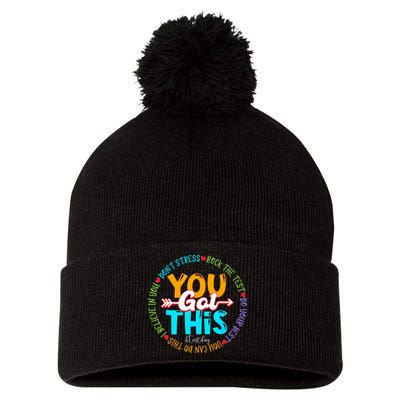 Test Day Rock The Test Teacher Testing Day You Got This Pom Pom 12in Knit Beanie