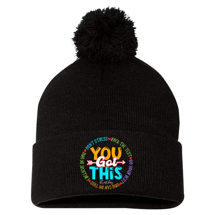 Test Day Rock The Test Teacher Testing Day You Got This Pom Pom 12in Knit Beanie