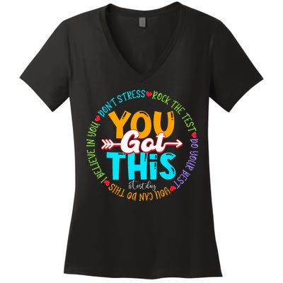 Test Day Rock The Test Teacher Testing Day You Got This Women's V-Neck T-Shirt