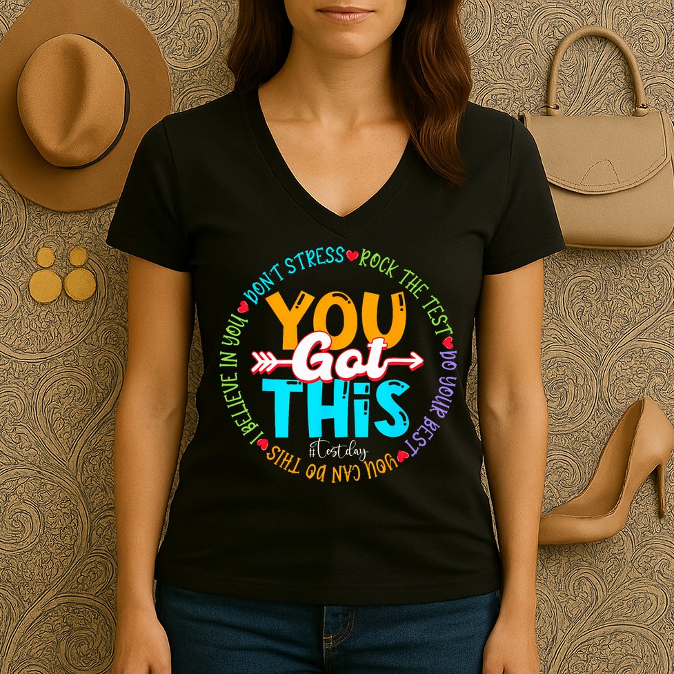 Test Day Rock The Test Teacher Testing Day You Got This Women's V-Neck T-Shirt