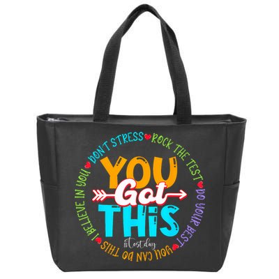 Test Day Rock The Test Teacher Testing Day You Got This Zip Tote Bag