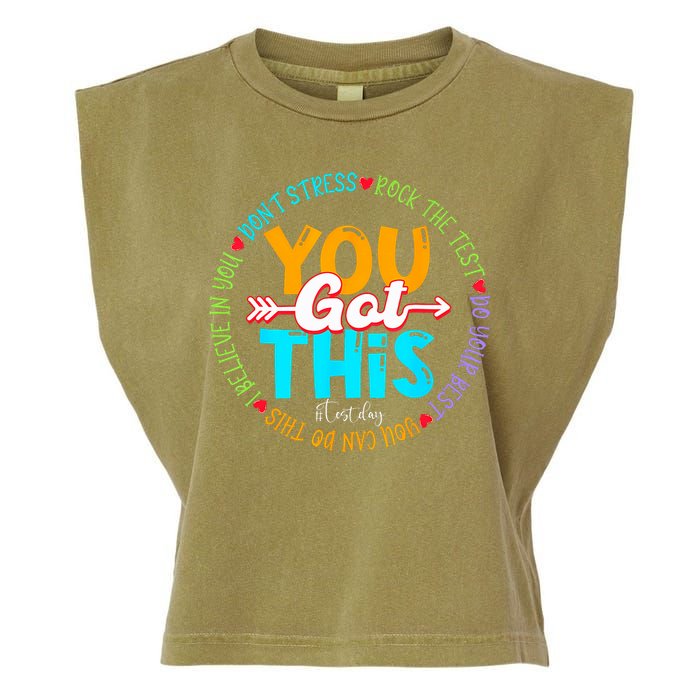 Test Day Rock The Test Teacher Testing Day You Got This Garment-Dyed Women's Muscle Tee