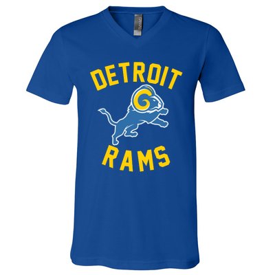 Trending Detroit Rams Logo V-Neck T-Shirt