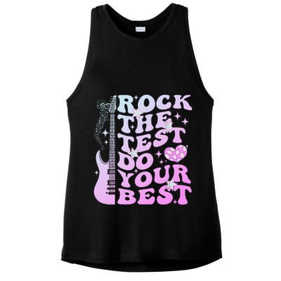 Test Day Rock The Test Do Your Best Testing Day Teacher Ladies PosiCharge Tri-Blend Wicking Tank
