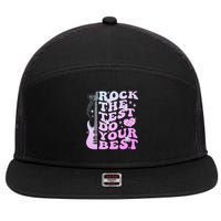 Test Day Rock The Test Do Your Best Testing Day Teacher 7 Panel Mesh Trucker Snapback Hat