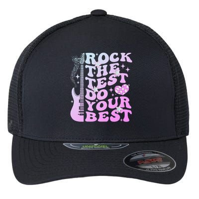 Test Day Rock The Test Do Your Best Testing Day Teacher Flexfit Unipanel Trucker Cap