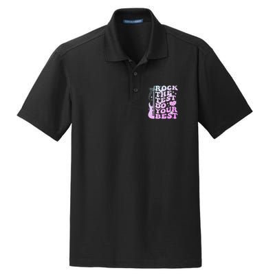 Test Day Rock The Test Do Your Best Testing Day Teacher Dry Zone Grid Polo