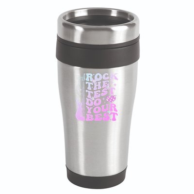 Test Day Rock The Test Do Your Best Testing Day Teacher 16oz Travel Tumbler