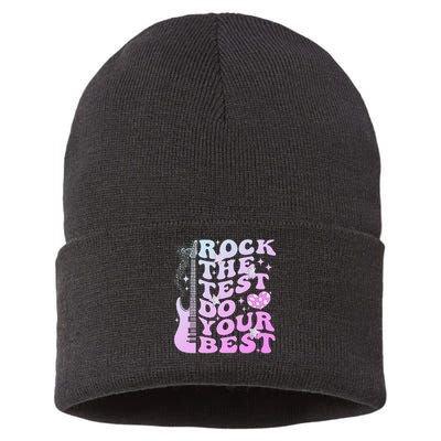 Test Day Rock The Test Do Your Best Testing Day Teacher Sustainable Knit Beanie
