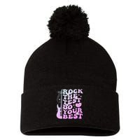 Test Day Rock The Test Do Your Best Testing Day Teacher Pom Pom 12in Knit Beanie