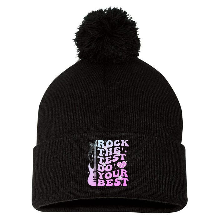 Test Day Rock The Test Do Your Best Testing Day Teacher Pom Pom 12in Knit Beanie