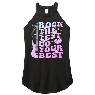 Test Day Rock The Test Do Your Best Testing Day Teacher Women's Perfect Tri Rocker Tank