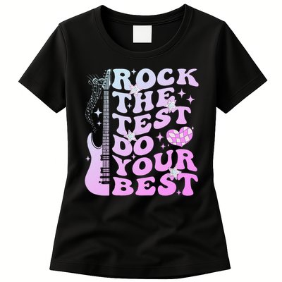 Test Day Rock The Test Do Your Best Testing Day Teacher Womens T-Shirt