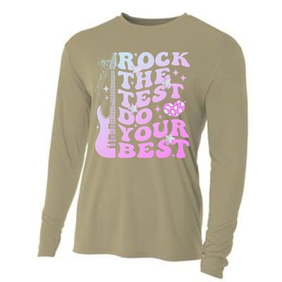 Test Day Rock The Test Do Your Best Testing Day Teacher Cooling Performance Long Sleeve Crew