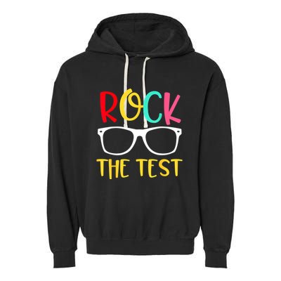 Test Day Rock The Test Teacher Testing D.ay Funny Teacher Garment-Dyed Fleece Hoodie