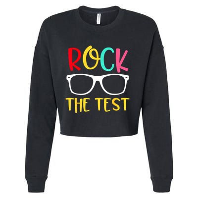 Test Day Rock The Test Teacher Testing D.ay Funny Teacher Cropped Pullover Crew