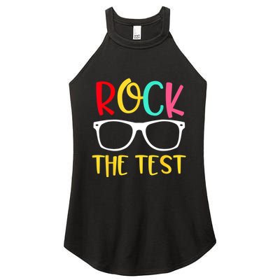 Test Day Rock The Test Teacher Testing D.ay Funny Teacher Women's Perfect Tri Rocker Tank