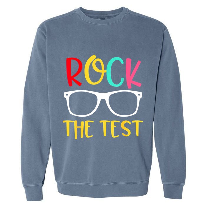 Test Day Rock The Test Teacher Testing D.ay Funny Teacher Garment-Dyed Sweatshirt