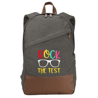 Test Day Rock The Test Teacher Testing D.ay Funny Teacher Cotton Canvas Backpack