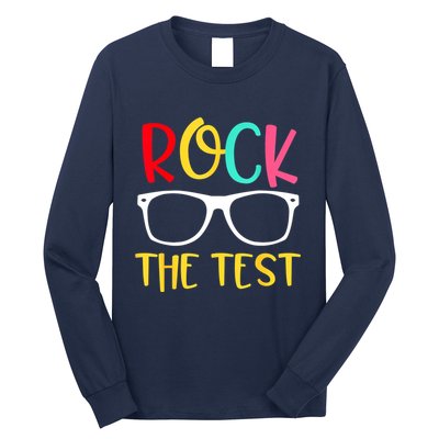 Test Day Rock The Test Teacher Testing D.ay Funny Teacher Long Sleeve Shirt