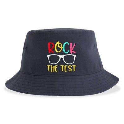 Test Day Rock The Test Teacher Testing D.ay Funny Teacher Sustainable Bucket Hat