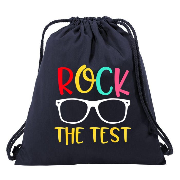 Test Day Rock The Test Teacher Testing D.ay Funny Teacher Drawstring Bag