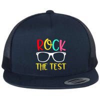 Test Day Rock The Test Teacher Testing D.ay Funny Teacher Flat Bill Trucker Hat