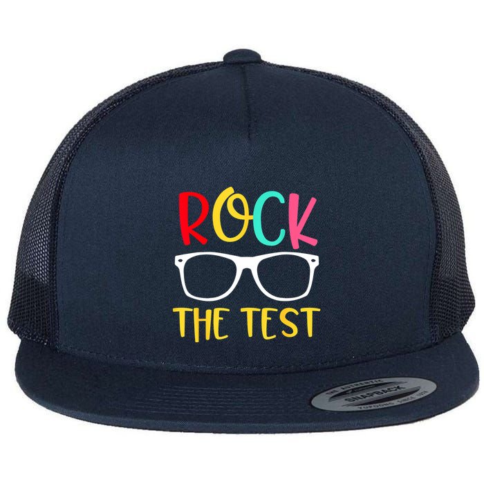 Test Day Rock The Test Teacher Testing D.ay Funny Teacher Flat Bill Trucker Hat