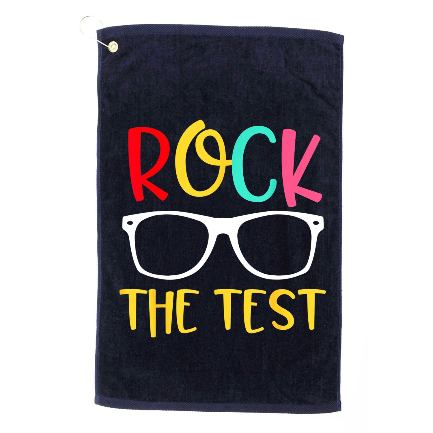 Test Day Rock The Test Teacher Testing D.ay Funny Teacher Golf Towel