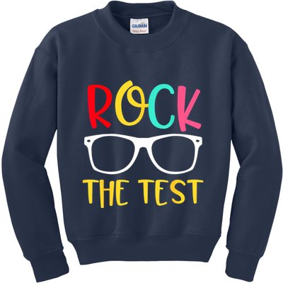 Test Day Rock The Test Teacher Testing D.ay Funny Teacher Kids Sweatshirt